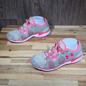 Under Armour Micro G Womens Running Shoes Gray Pink 1247997-101 Size 8